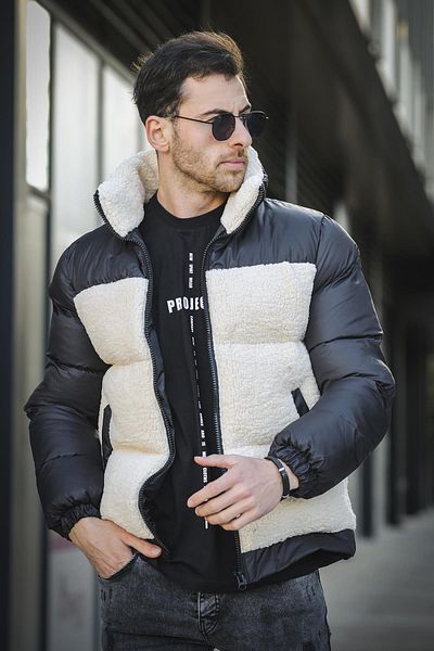 Oksit Ανδρικό φουσκωτό βελούδινο παλτό Moi Slim Fit με σπαστό γιακά