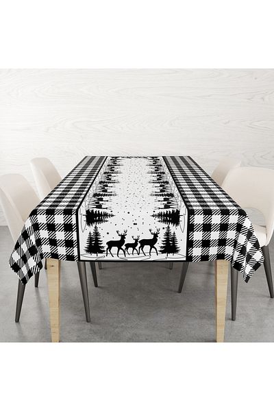 Filamente New Year's and Christmas Patterned Digital Printing Tablecloth