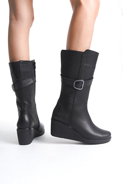 Elile Shoes Hakiki Deri Geniş Baldır Kadın Uzun Bot 34-35-41-42 Numara