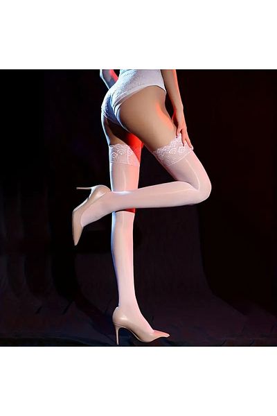 NiLi Shiny Elastic and Stretchy Top Women's Lace Garter Socks