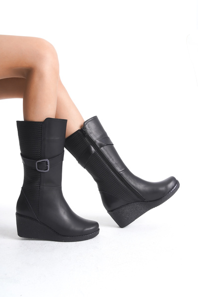 Elile Shoes Hakiki Deri Geniş Baldır Kadın Uzun Bot 34-35-41-42 Numara