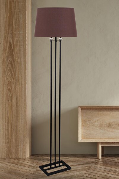 Taşcan Aydınlatma Lona Siyah Taşlı Lambader Koyu Kahve Konik Şapka Oturma Odası Salon Lambader