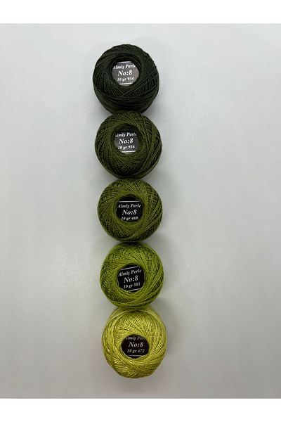 ALMİŞ Alış Perle Etamin-Cross Stitch 5'Li̇ Thread Set (10 Gr-No:8)