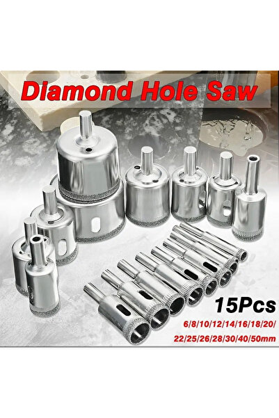 BGA 15 pcs elmas panç matkap ucu seti cam seramik mermer granit fayans elmas ...