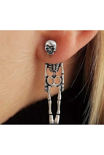 mrchediyesepeti Punk Style Skeleton Earrings - Creative Women's Earrings with Zinc and Alloy Detail
