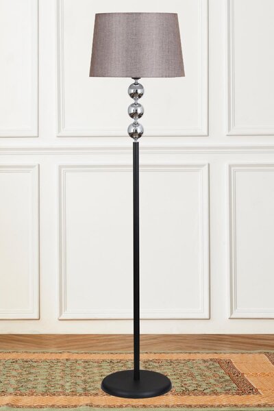 Taşcan Aydınlatma Silva Siyah Krom Metal Lambader Koyu Kahve Konik Şapka Modern , Yatak Odası, Salon Lambader