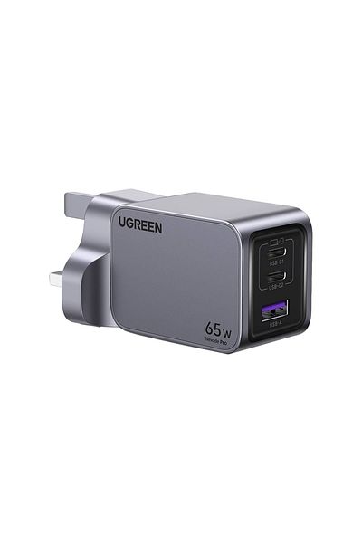 Ugreen Nexode Wall Charger GaN Tech 2 USB-C Port and USB Port 65W - Gray