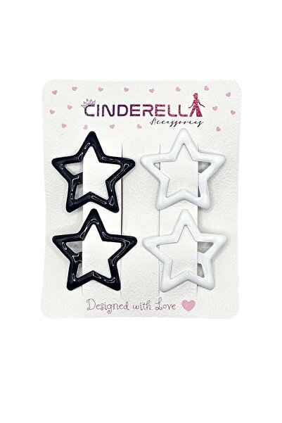 Cinderella Bjk Σετ 4 Ασπρόμαυρες Μεταλλικές Πόρπες 3,2 εκ. - Παιδικές Καρφίτσ...