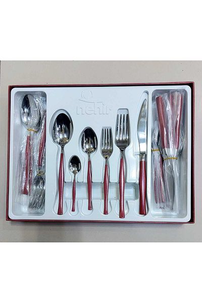 Nehir Elegant Premium Mother of Pearl Coated 36-Piece Colorful 6-Person Fork Spoon Set