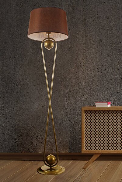 Taşcan Aydınlatma Delhi Tekli Eskitme Lambader-Kahverengi Şapka