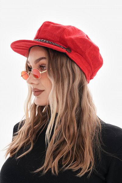 Ritagarcia Women's Red Chain Stamp Painter Hat