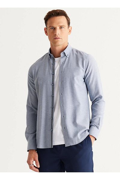 Altınyıldız Мъжка риза Classicc Slim Fit с яка за копчета 4a2024100006