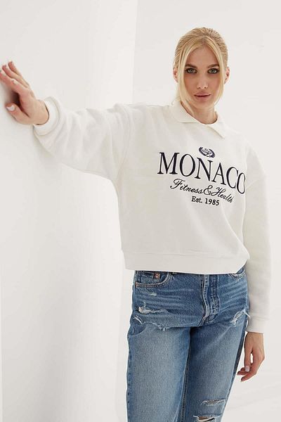 Fashion Friends Polo Neck Embroidered Women's Sweat 23K0155K1