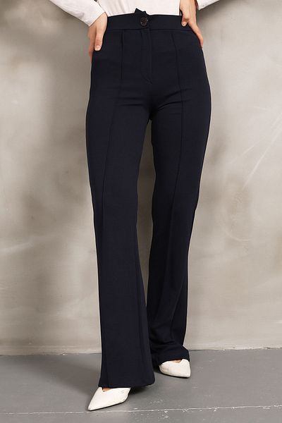İmajButik Παντελόνι με φαρδύ μπλέ Navy Grass Lycra