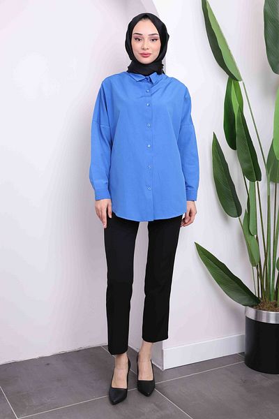 İmajButik Saks Blue Loose Basic πουκάμισο