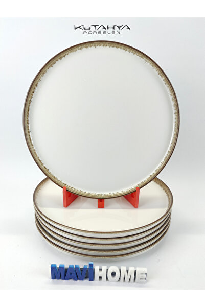 Kütahya Porselen Moderna Serisi 27 Cm Krem Rengi Porselen Servis Tabağı 6 Lı