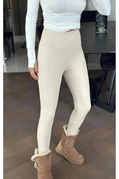 mamastore Lüx Kalite BEL KISMI TERLETMEYEN NANO KUMAŞ Toparlayıcı Fit Çatlamayan Polarlı Ithal Mat Deri Tayt