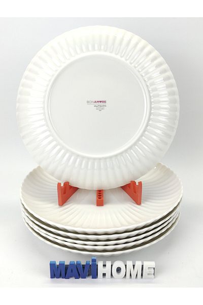 Kütahya Porselen 27 cm Cream Bonnet Luz Series - Serving Plate with Emblem of 6
