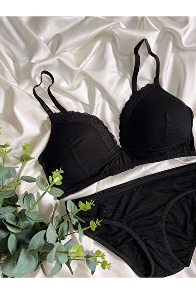 blackstrip Velvet Embrace Dekolte Sütyen - Bralet ve Külot Seti