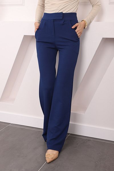 İmajButik Μπλε Navy ψηλόμεσο Velcro Palozzo Παντελόνι