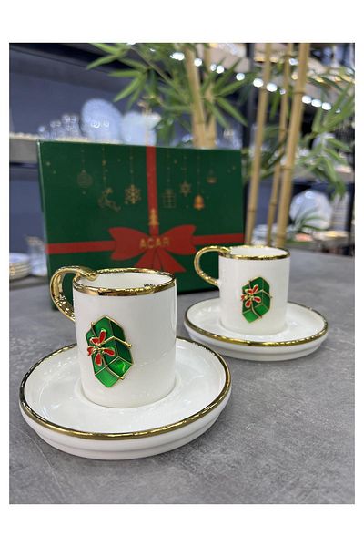 ACAR New Year Luxury Porcelain 2-Piece Cup Set Dario Green Gift Package