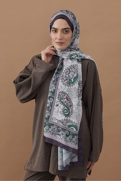 Modakaşmir Damask Pattern Cotton Shawl
