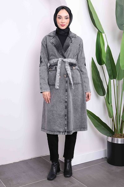 İmajButik Τζιν καμπαρντίνα με μανίκια ανθρακί