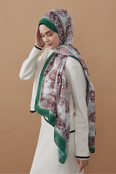 Modakaşmir Damask Pattern Cotton Shawl