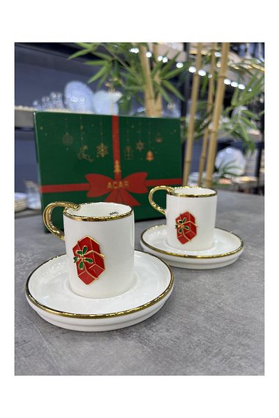 ACAR New Year Luxury Porcelain 2-Piece Cup Set Dario Red Gift Package