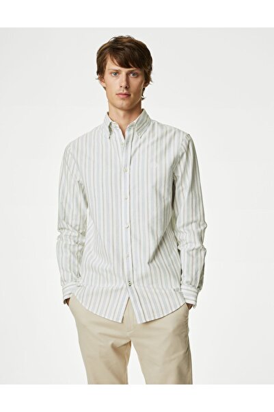 Marks & Spencer Regular Fit Çizgili Oxford Gömlek
