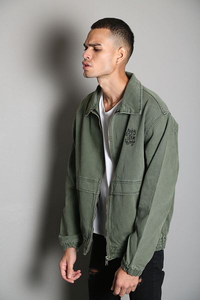 LTC Jeans Ανδρικό τζιν μπουφάν Bomber με φερμουάρ με στάμπα χακί