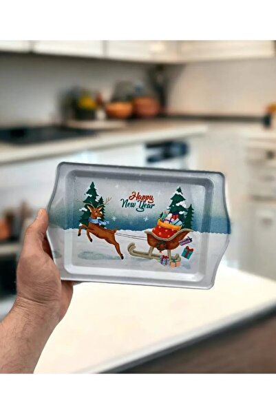 esdekor Christmas Themed Metal Serving Tray - Christmas Home Tableware Kitchen 1 Piece