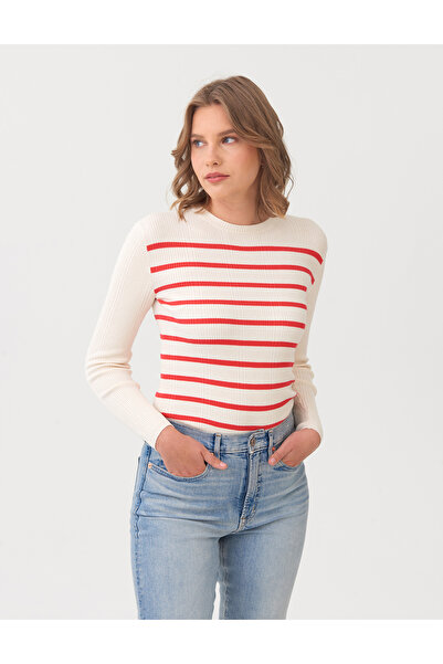 Marks & Spencer Yuvarlak Yaka Çizgili Kazak