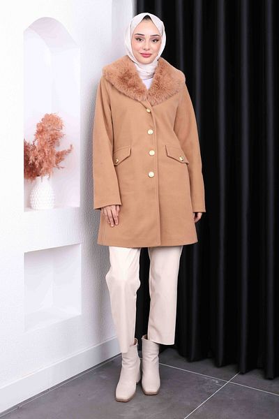 İmajButik Κοντό παλτό από γούνα Camel Collar