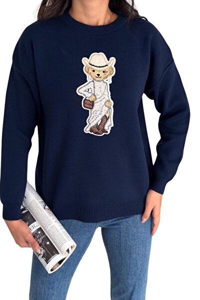 Moda Amore Жіночий трикотажний светр з ведмедиком - V4 007