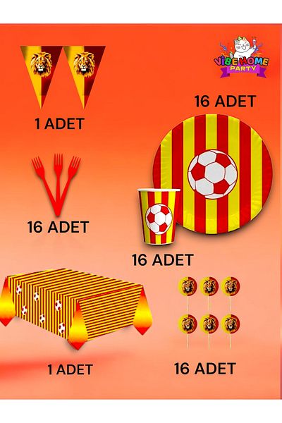 VibeHome Yellow Red Fan Premium Set for 16 - Birthday Party and Fun Events
