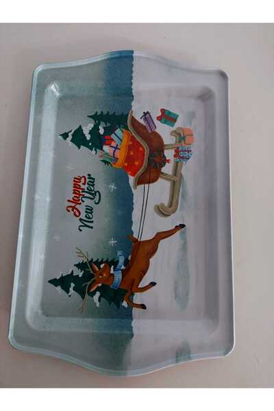 esdekor Christmas Themed Metal Serving Tray - Christmas Home Tableware Kitchen 1 Piece
