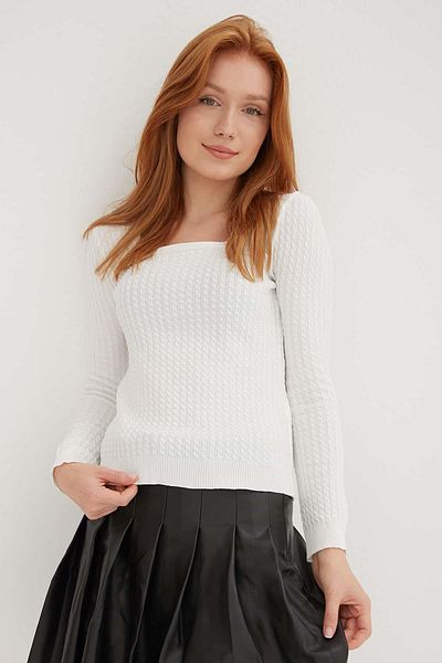 Fashion Friends Square Collar Hair Braided Women's Sweater 23K0405K1