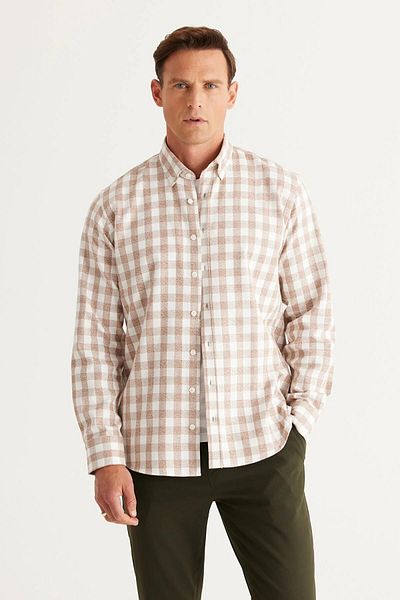 Altınyıldız Classics Men's Comfort Fit Relaxed Cut Buttoned Collar Flannel Lumberjack Shirt 4a2024100003
