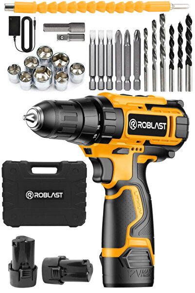 ROBLAST 36v 5Ah Metal Şanzuman Armut Batarya Şarjlı Matkap 24 Parça Set