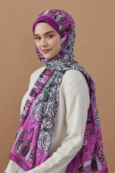 Modakaşmir Şal din bumbac cu model de flori cachetelerie