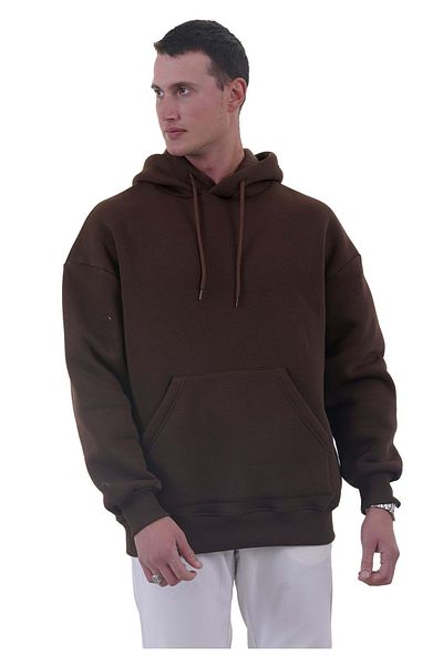 Exve Exclusive Φούτερ φούτερ φλις με κουκούλα καφέ Oversize - 3 νήματα
