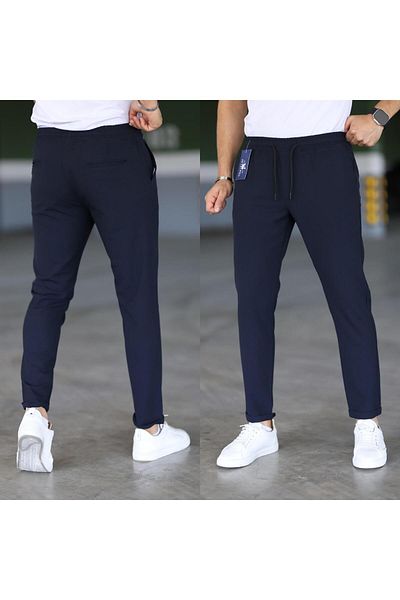 Mero Life Men's Navy Blue Slim Fit Relaxed Fit Waist Tie Side Pocket Lycra Jogger Pants