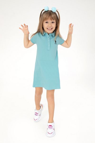 U.S. Polo Assn. Rochie tricotată cu guler polo mentă pentru fete 50288076 -vr090