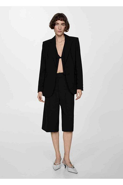 MANGO Woman Stoff-Blazer-Jacke - Gerader Schnitt