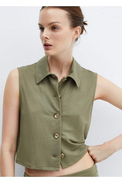 MANGO Woman Shirt Collar Vest