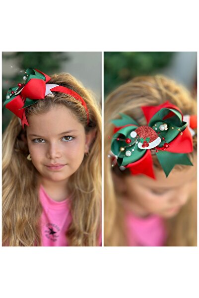 QUEEN AKSESUAR Lüks tasarım süslü simli incili taç Noel baba şapkası katlı fi...