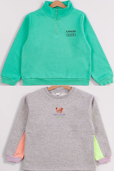 Harika KIDS Girl's Medium Thickness Printed 2-Pack Sweatshirt
