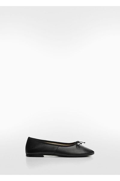 MANGO Woman Ballerinas aus Leder mit Schnürung