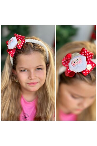 QUEEN AKSESUAR Lüks tasarım süslü simli puantiye desenli peluş Noel baba yılb...